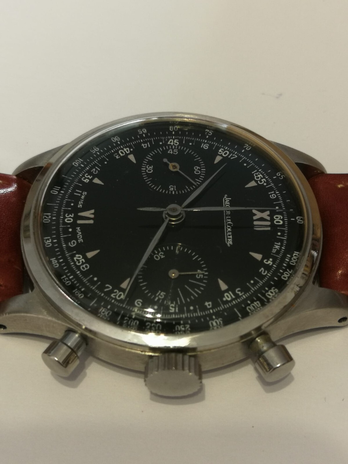 Vintage unicompax steel chronograph with pump buttons and screw bottom.