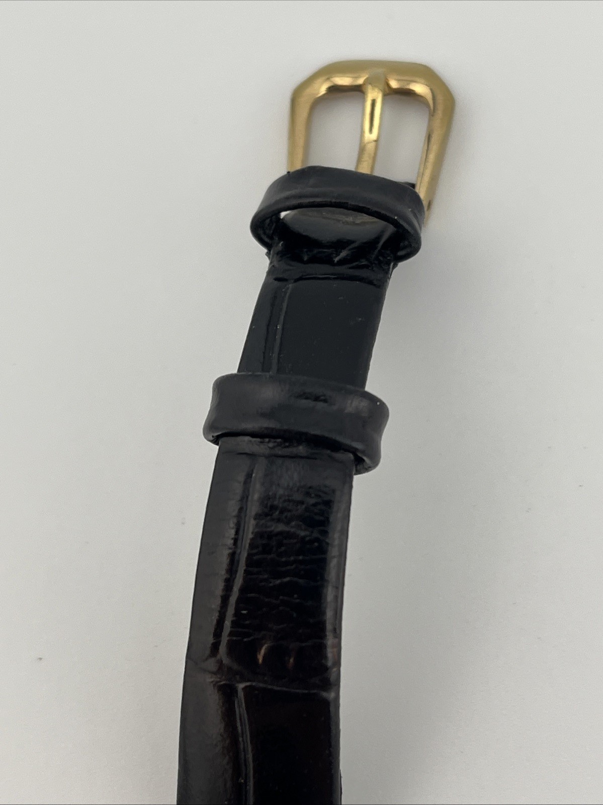 Pulsar Watch Women 18mm Gold Case Black Leather Band 1N00-X265 New Battery