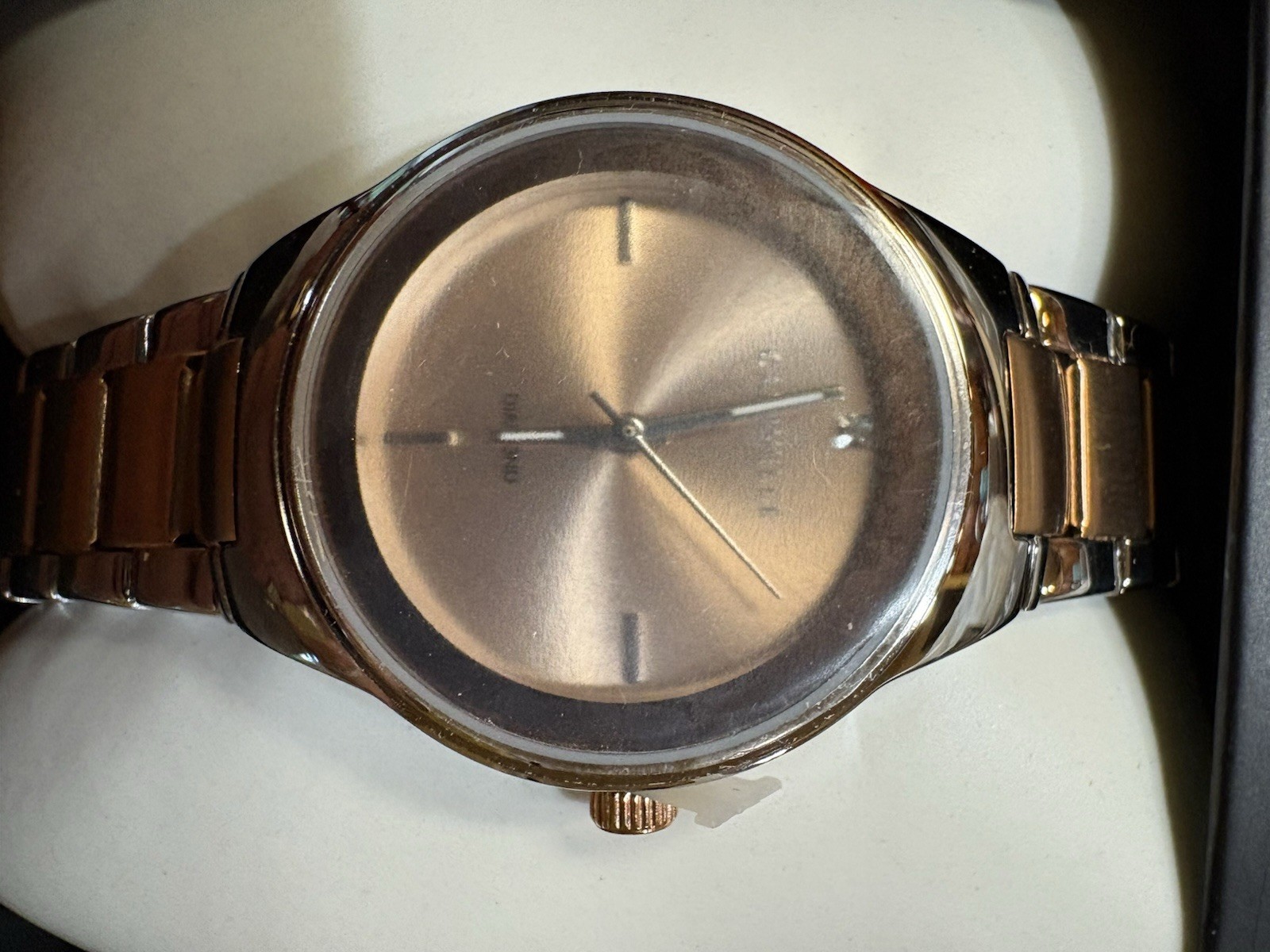 Caravelle Women’s Quartz Analog Rose Gold Dial Gold Tone Bracelet Watch w/ Box