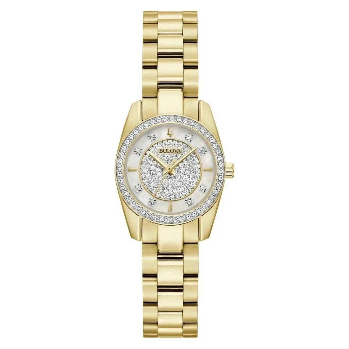 Bulova Classic Pave Gemmed Diamond Stainless Quartz Ladies Watch 98L315