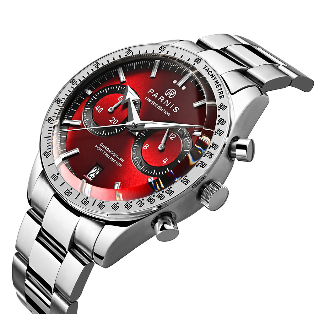 40mm Parnis Quartz Chronograph Men Watch Sapphire Crystal Date Indicator