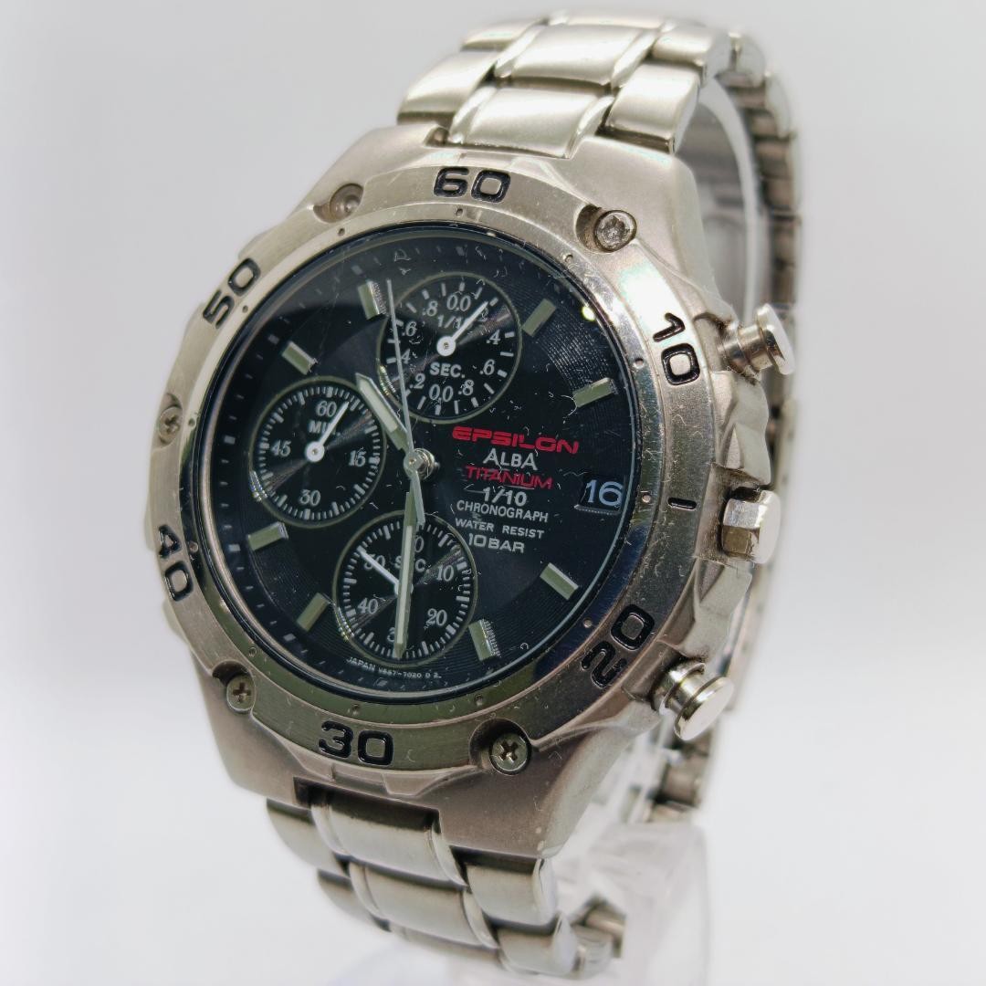 SEIKO ALBA EPSILON Chronograph, working, V657-7020 From Japan