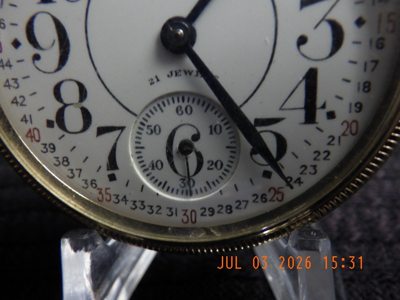 Waltham RR Grade Pocket Watch, size 16s, 21 jewels