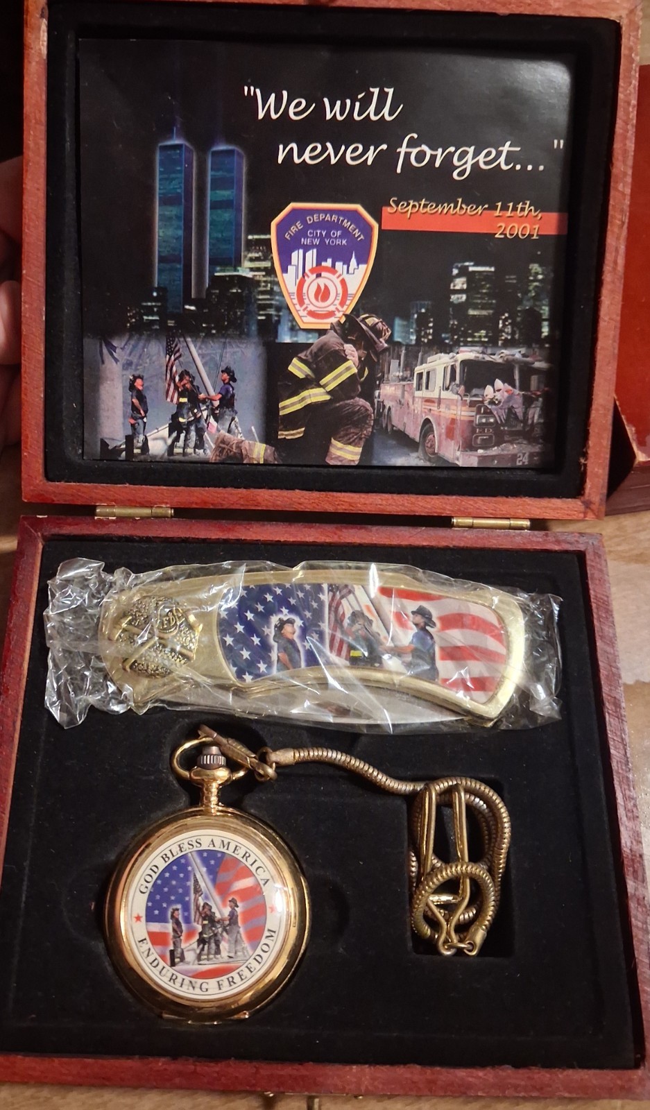 franklin mint 9-11 tribute knife and pocket watch set