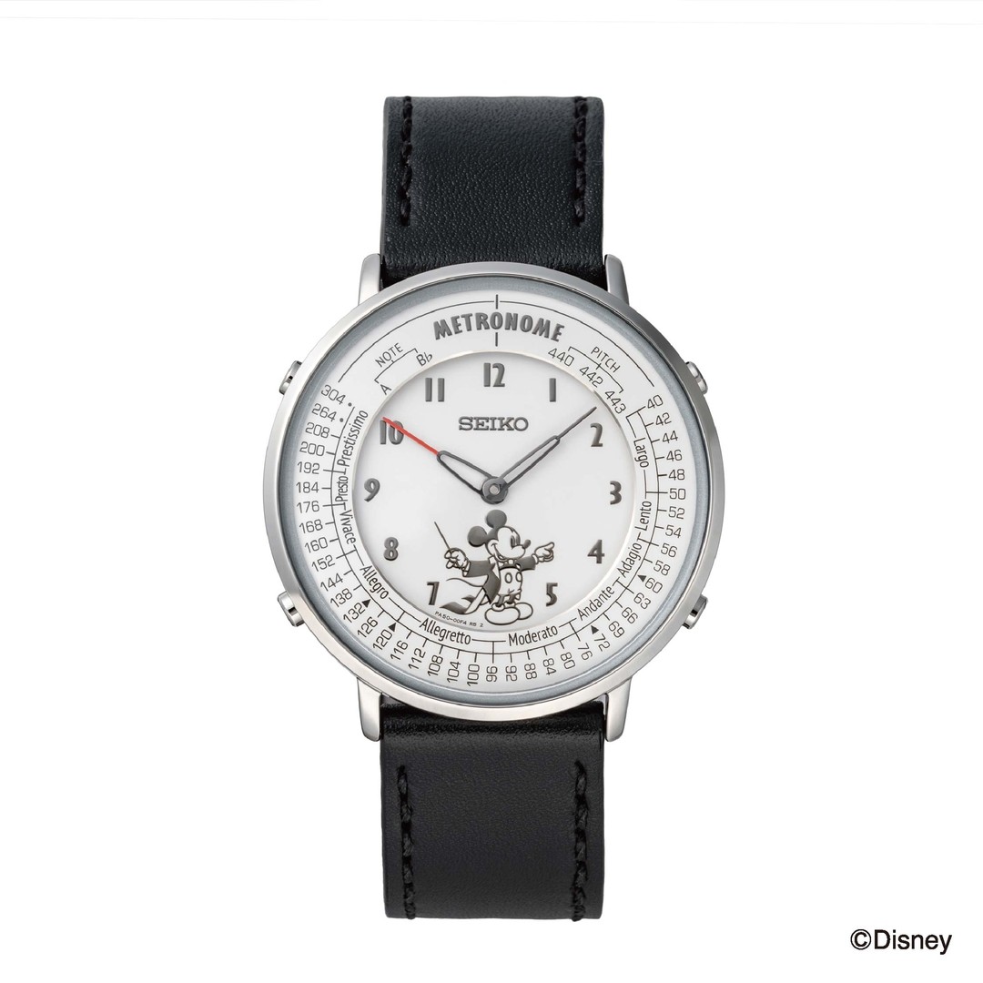 SEIKO Metronome Watch Mickey Mouse Conductor Edition Leather Band / Black