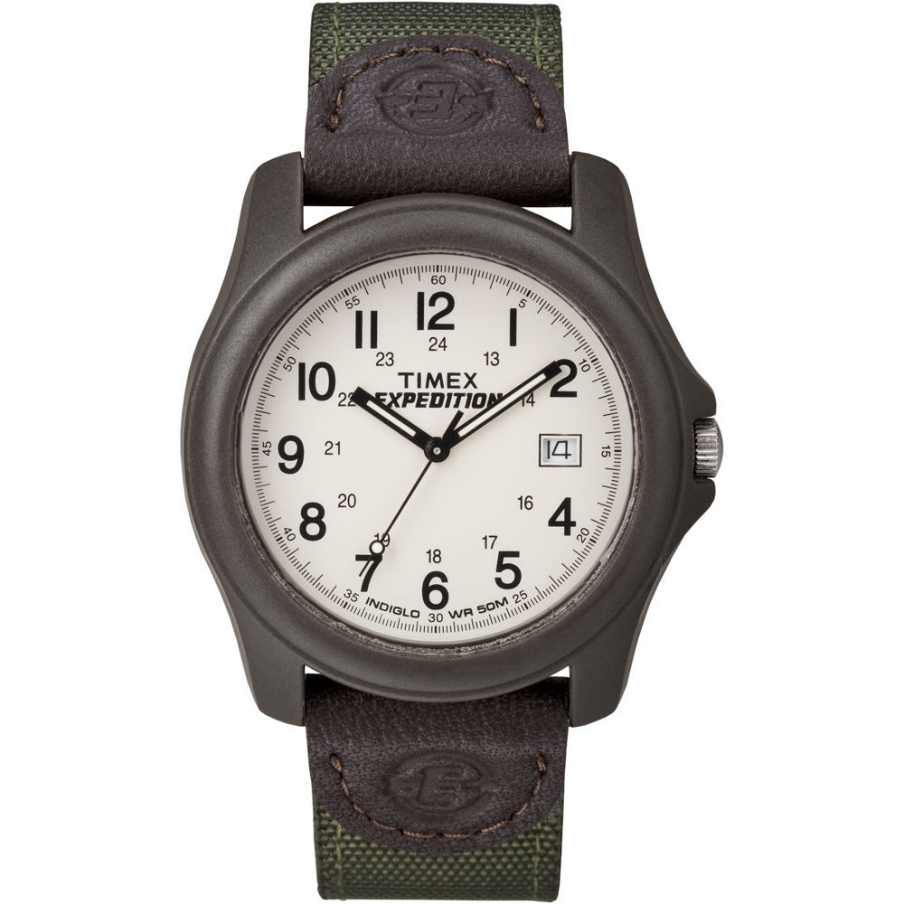 Timex T49101, Men’s “Expedition Camper” Green Nylon Watch, Indiglo, Date, NEW