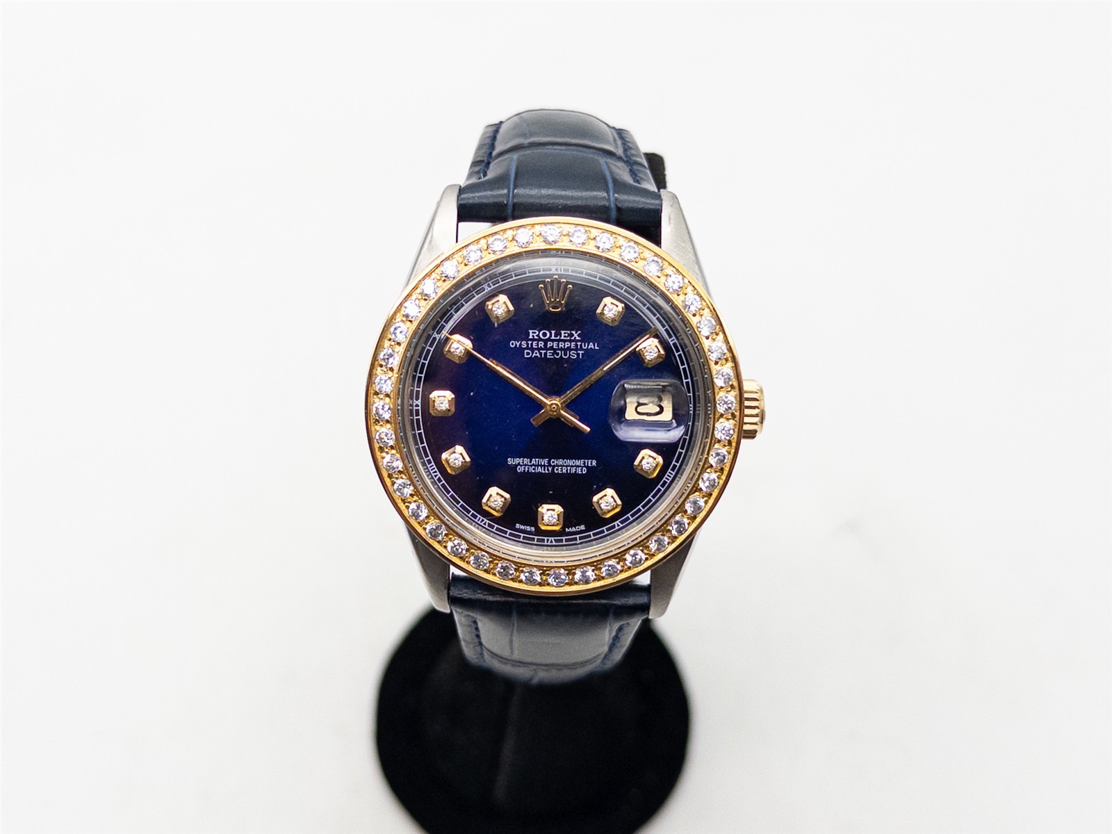$12,000 2ct VS H Diamond 18k Yellow Gold BLUE DIAL SS Mens DATEJUST Watch WTY