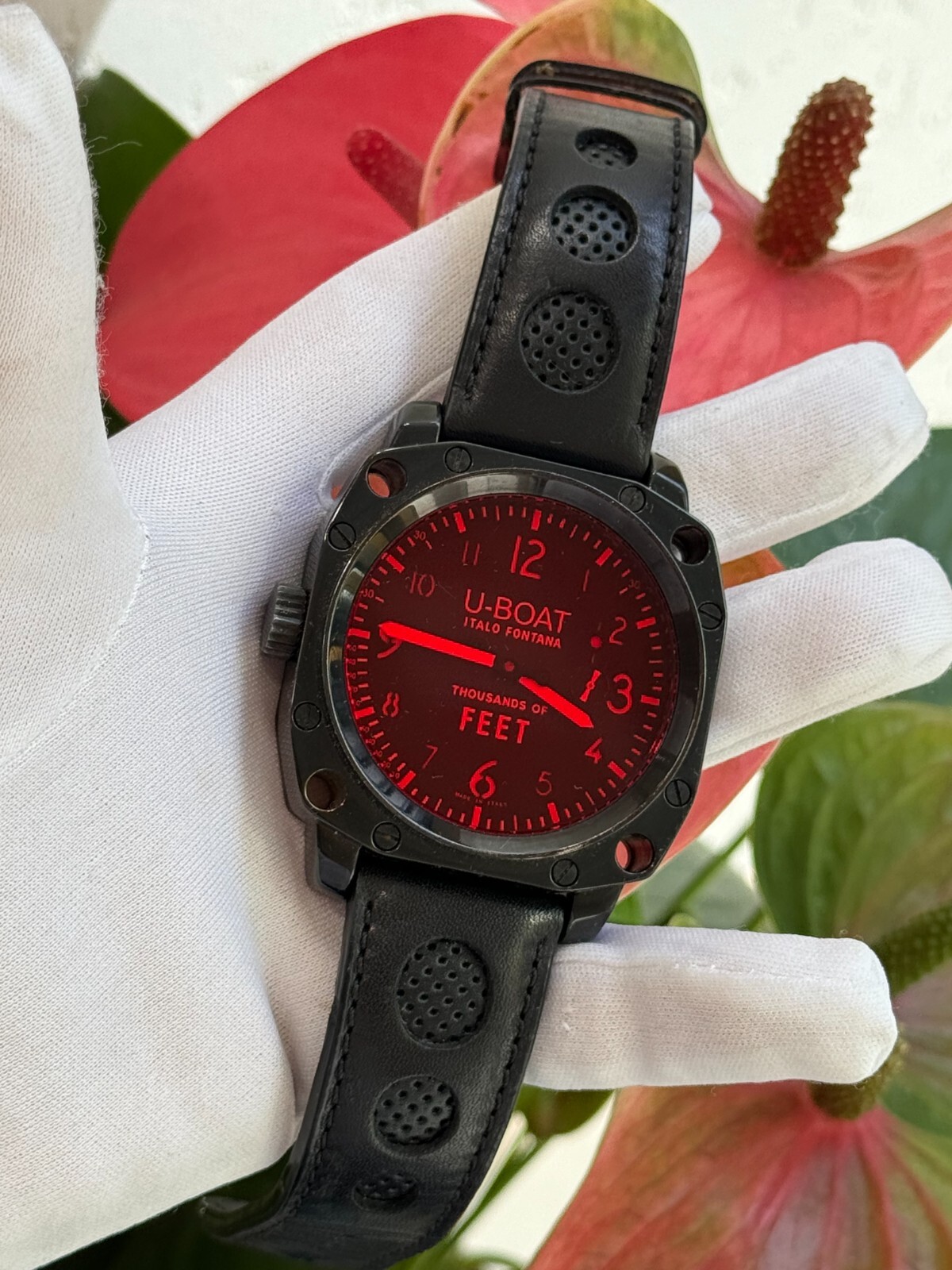 U-Boat Italo Fontana Watch Thousands of Feet Manual Mens 50mm Red Made in Italy