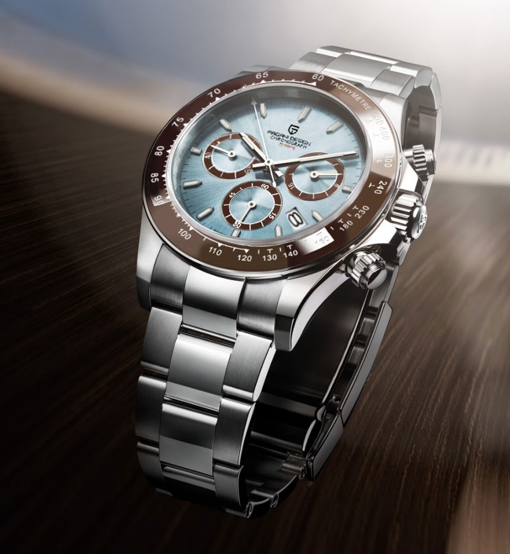 Luxury Men’s Chronograph Quartz Watch. Sapphire Crystal. Stainless Steel