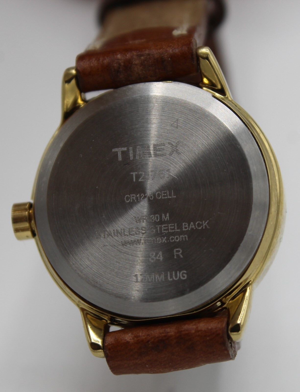 Timex Quartz Analog Watch Gold Tone Brown Strap New Battery T2J761 Easy reader