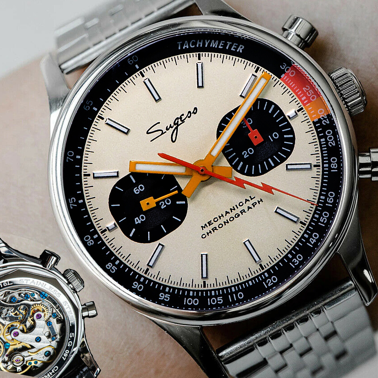 Sugess SUCHP005S V2 Chrono Heritage Chrono Mechanical Mens Watch SEAGULL 1963