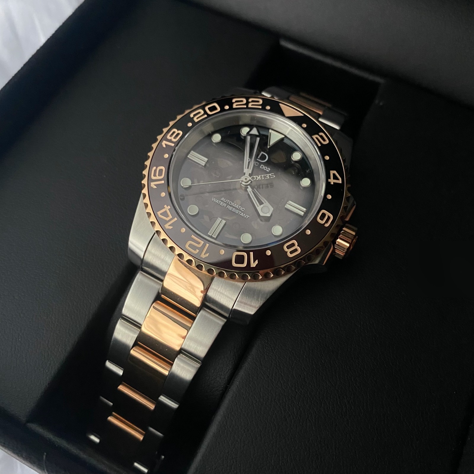 Rootbeer Skeleton Dial Diver Watch with NH72 Movement 40mm Sapphire Crystal