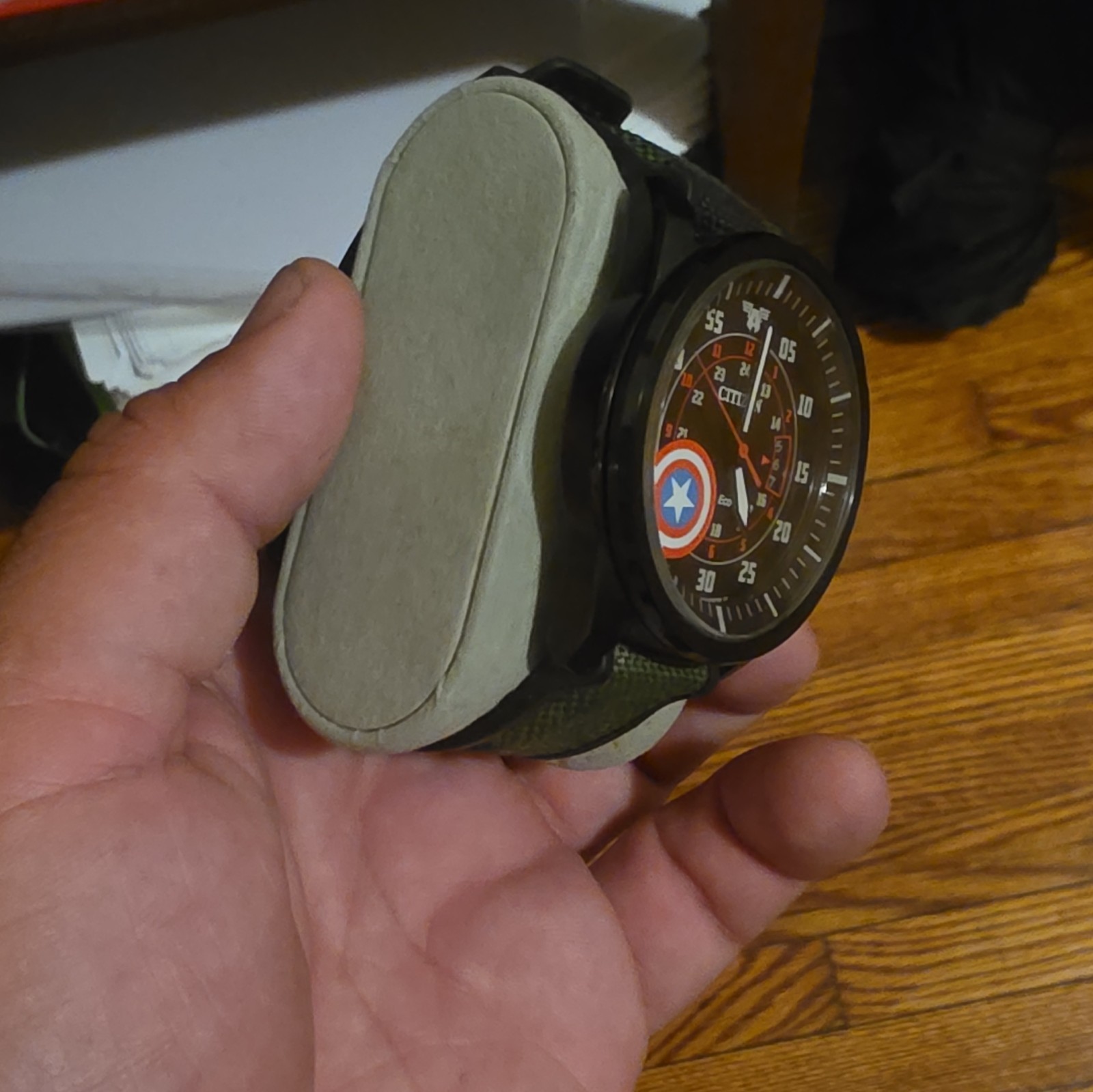 Citizen Eco-Drive Marvel Captain America Black Dial Green Strap 43mm 100m Date