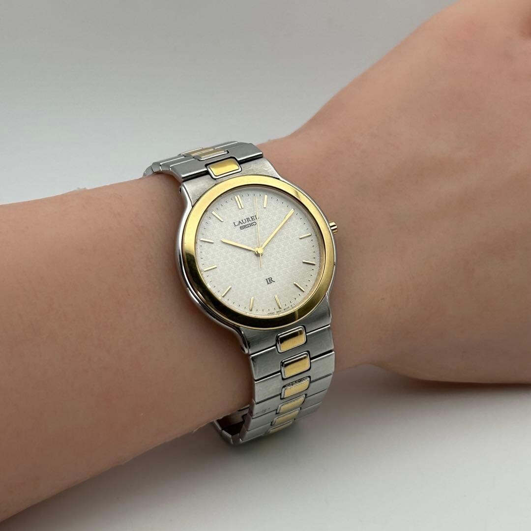 SEIKO Laurel 8N41-6250 Men Quartz Watch Gold Silver Vintage Japan 1993 16cm