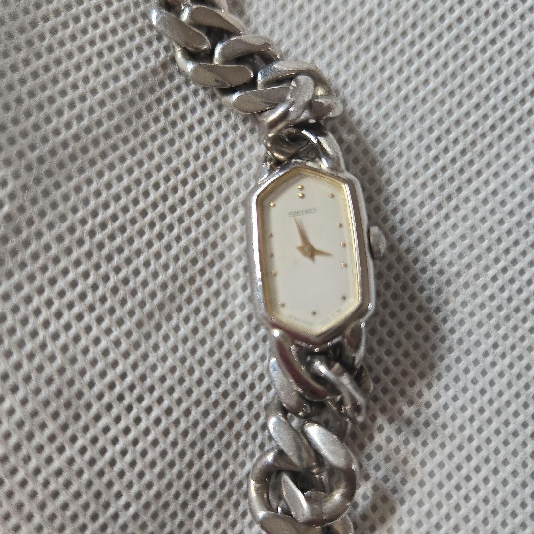 Junk Seiko Ladies Watch Silver Chain Bracelet White Dial 13.2mm Vintage