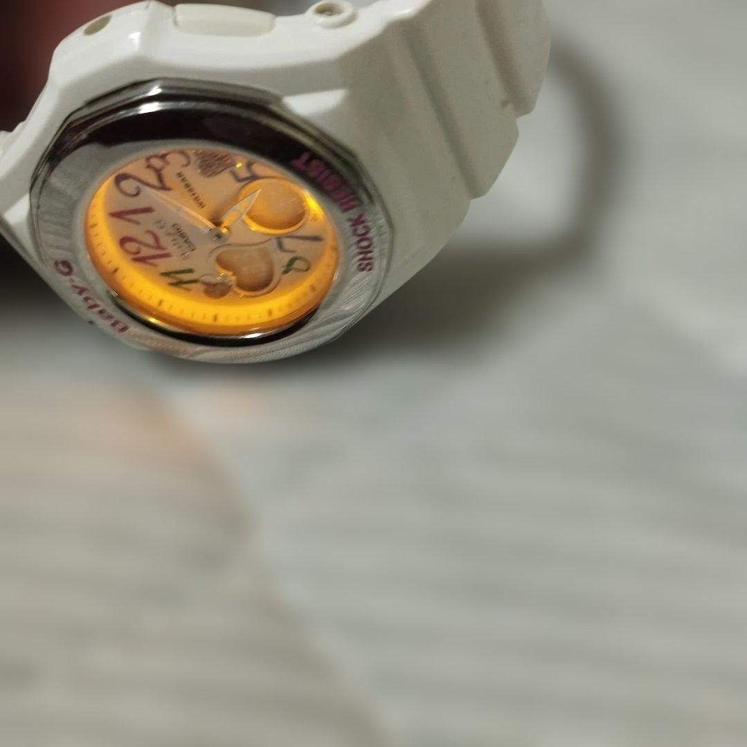 New battery included. Casio Baby-G watch BGA-101 white heart digital-analog.