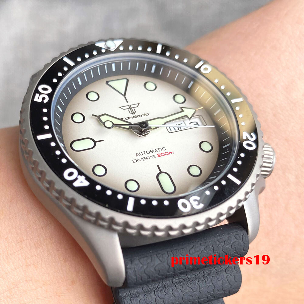 Tandorio NH36 41mm Titanium 20bar Automatic Men’s Watch Week Date Rotating Bezel