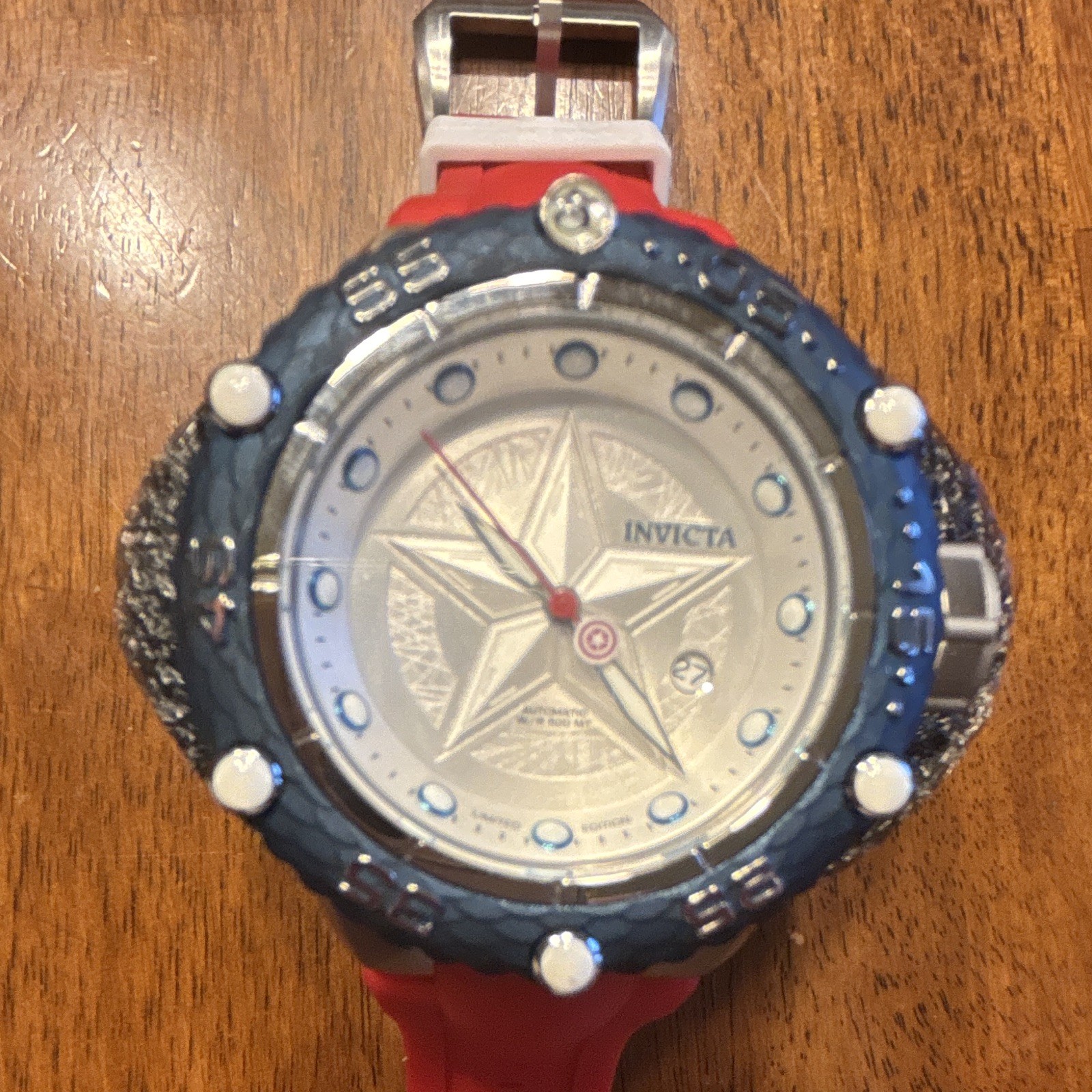 Invicta Marvel Captain America Automatic Pro Diver Watch Red Strap
