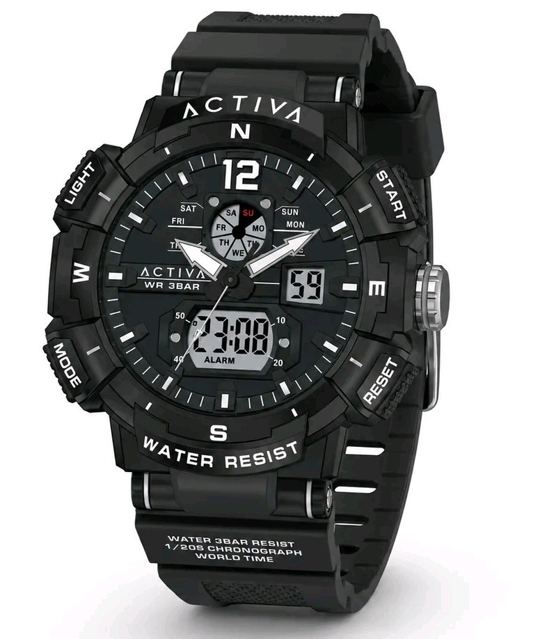 Activa X Invicta ACW8045-003 Digital Essentials Men’s 53mm Black Sport Watch NEW