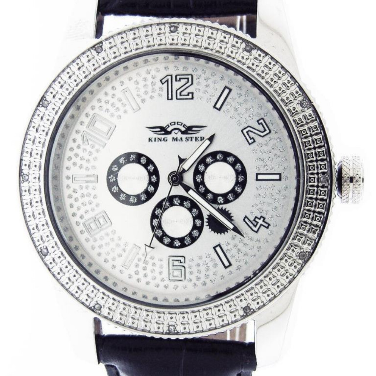 King Master Round 12 Diamonds 48 mm Watch white face
