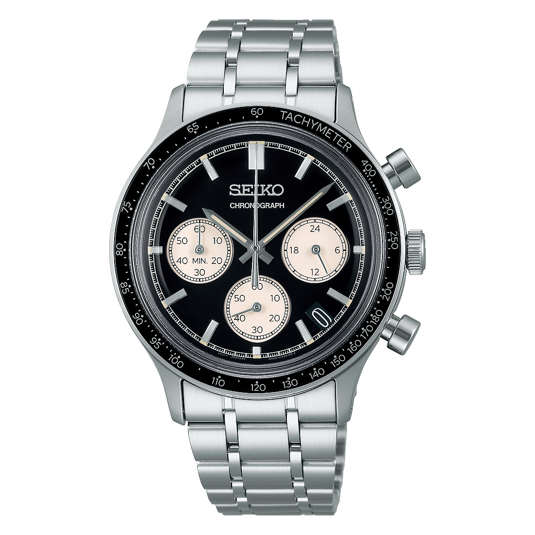 Seiko Essentials Chronograph Quartz Stainless Steel Black 38.7mm Watch – SSB479