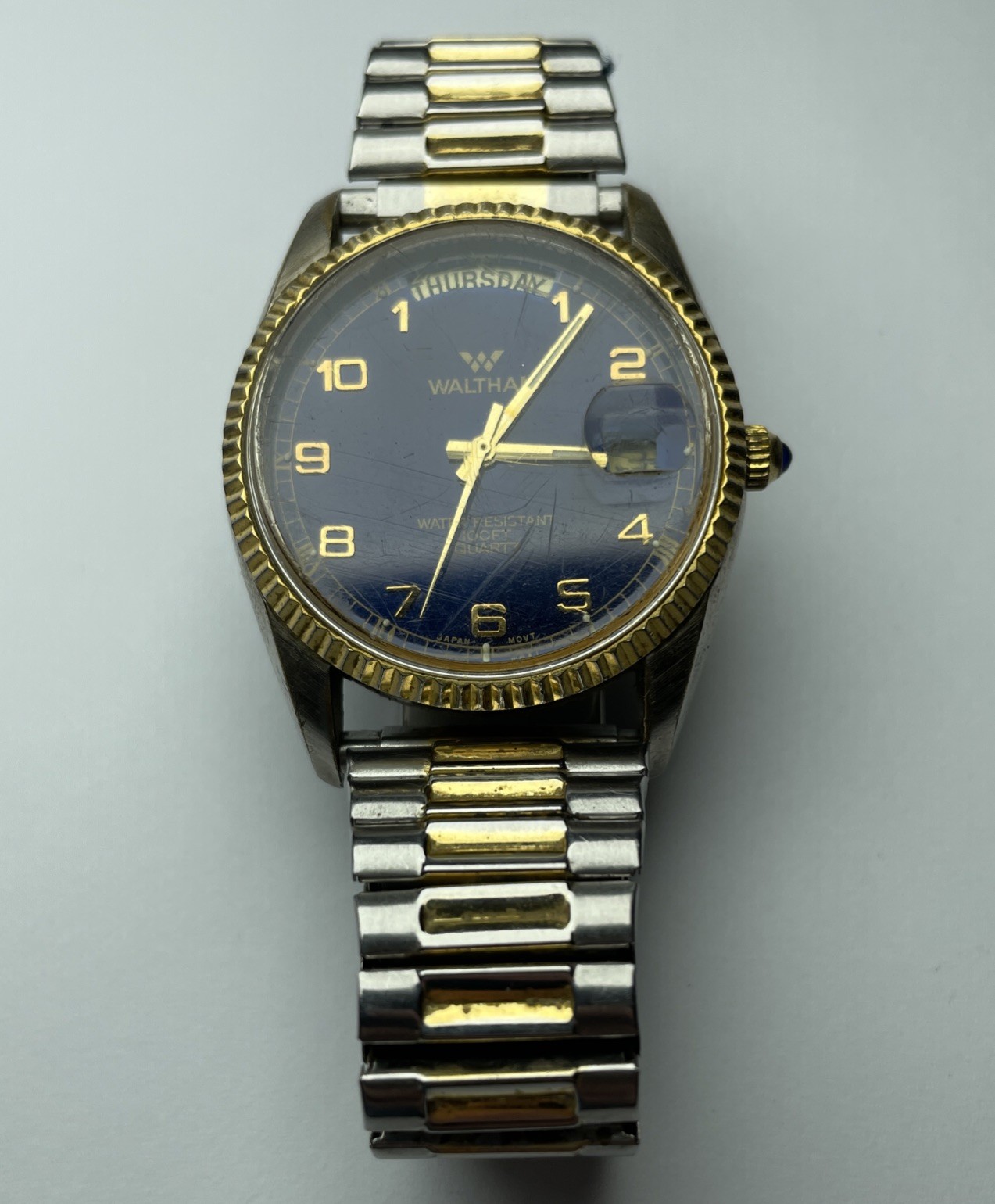 Vintage Waltham Men’s Watch Calendar Watch Blue Dial Check Description.