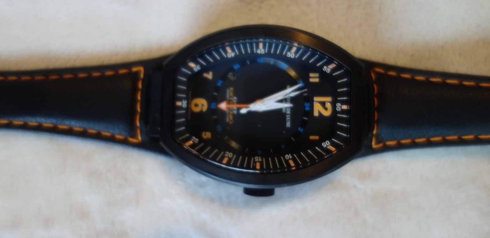 Montres De Luxe Mens GMT Estremo Black orange Watch NEW