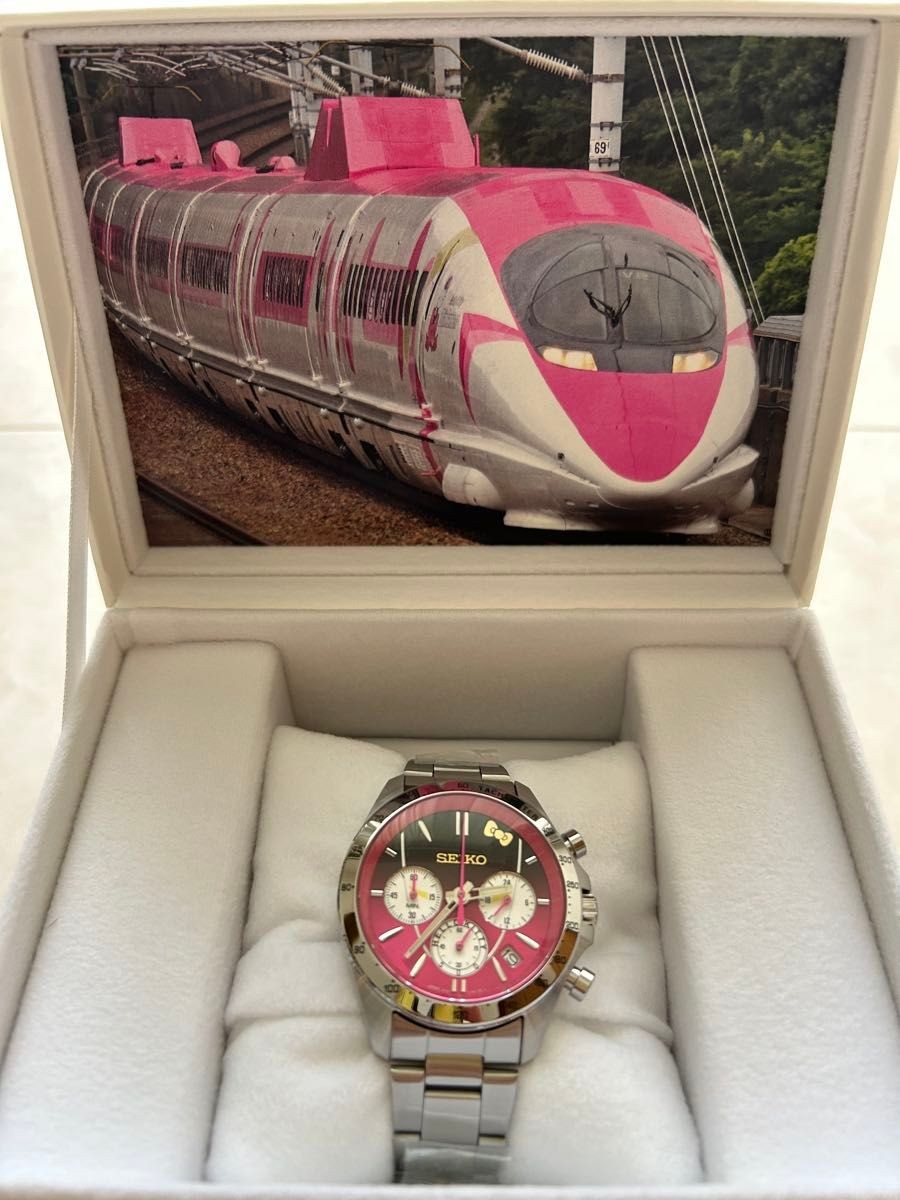 SEIKO Hello Kitty Shinkansen 25th Used Watch Quartz Analog Pink Silver Limited