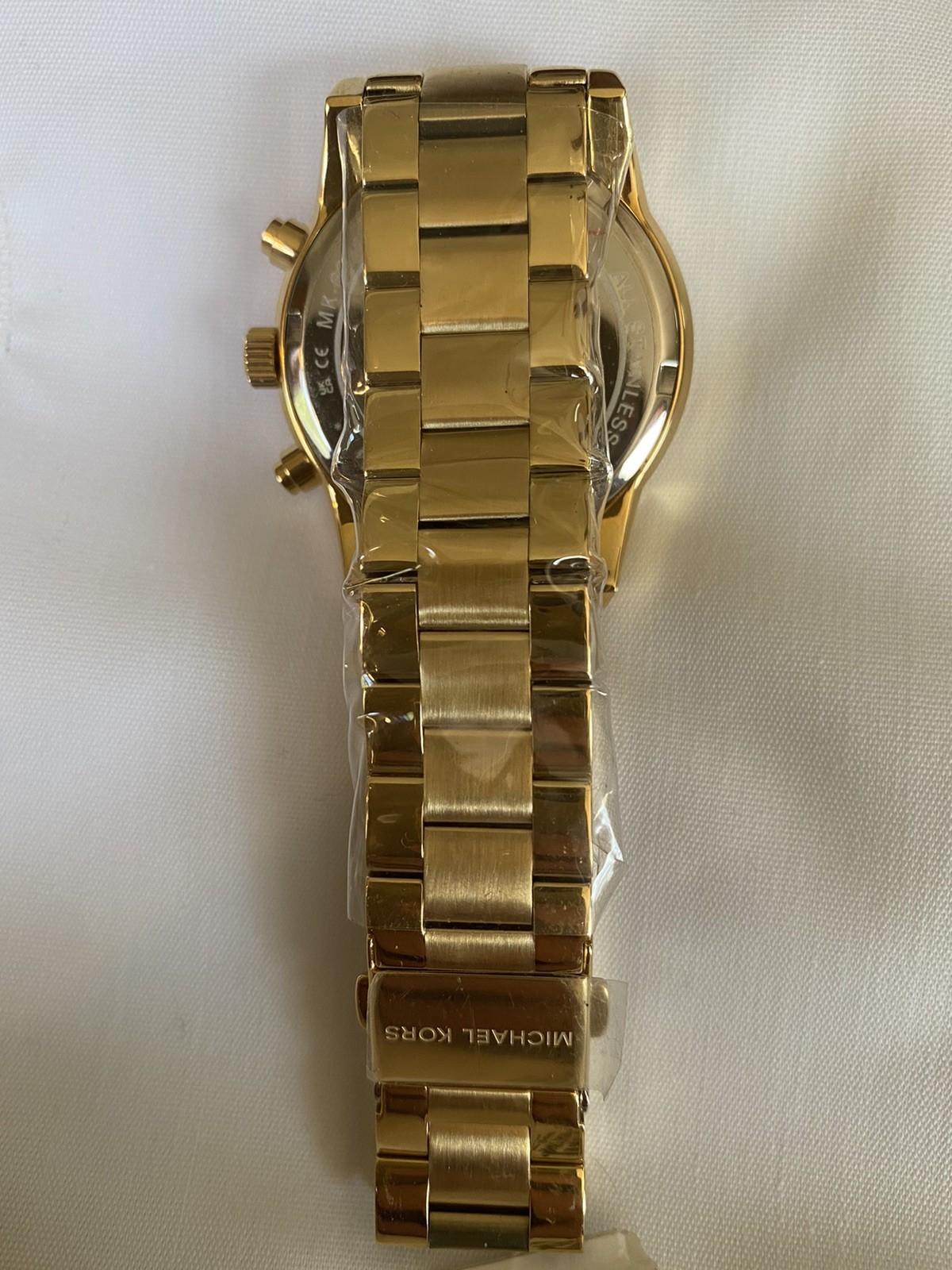 Michael Kors MK6356 Ritz Chronograph Gold Dial Women’s Watch Pave Crystal NWT