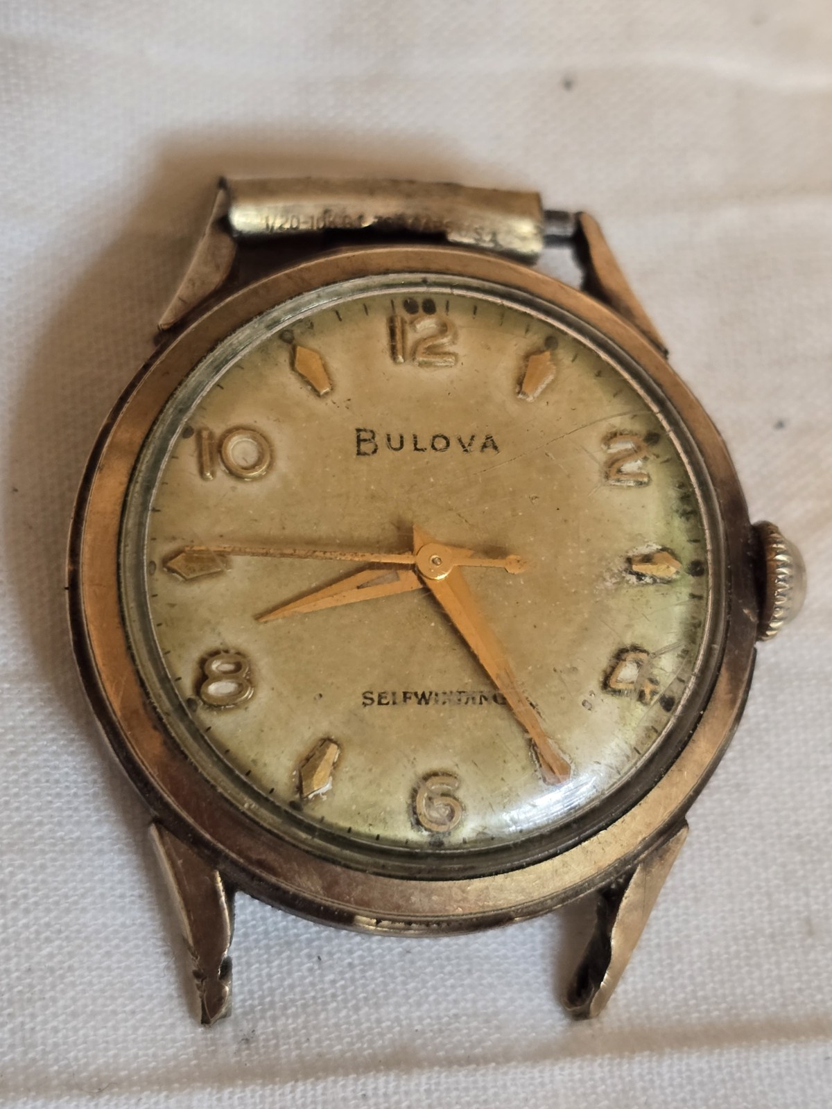 Vintage 1958 Bulova Selfwinding Mens watch anti magnetic beautiful patina PARTS