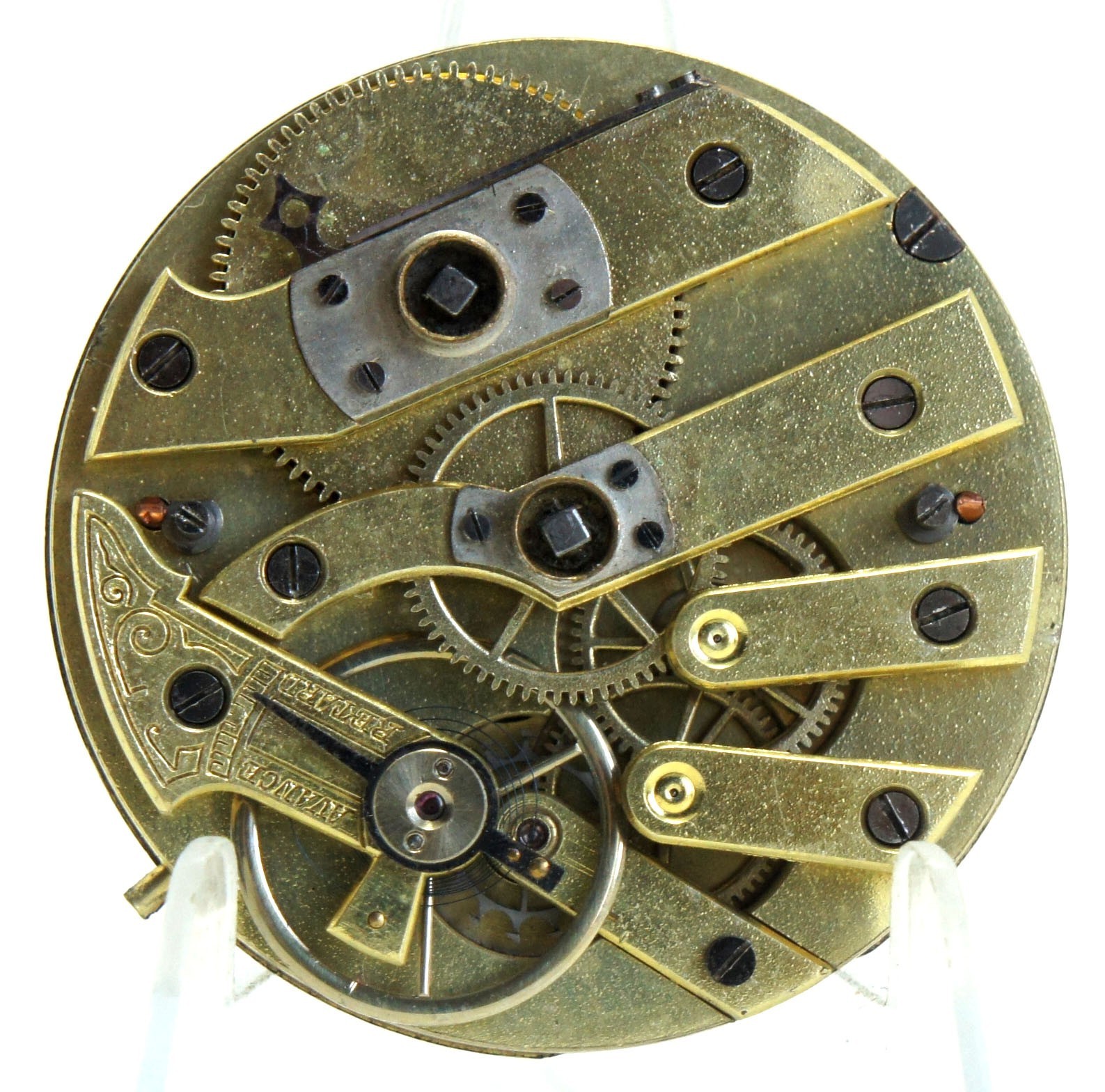 Antique Swiss Cylinder Pocket Watch Movement Hand Painted Enamel Floral Dial Par