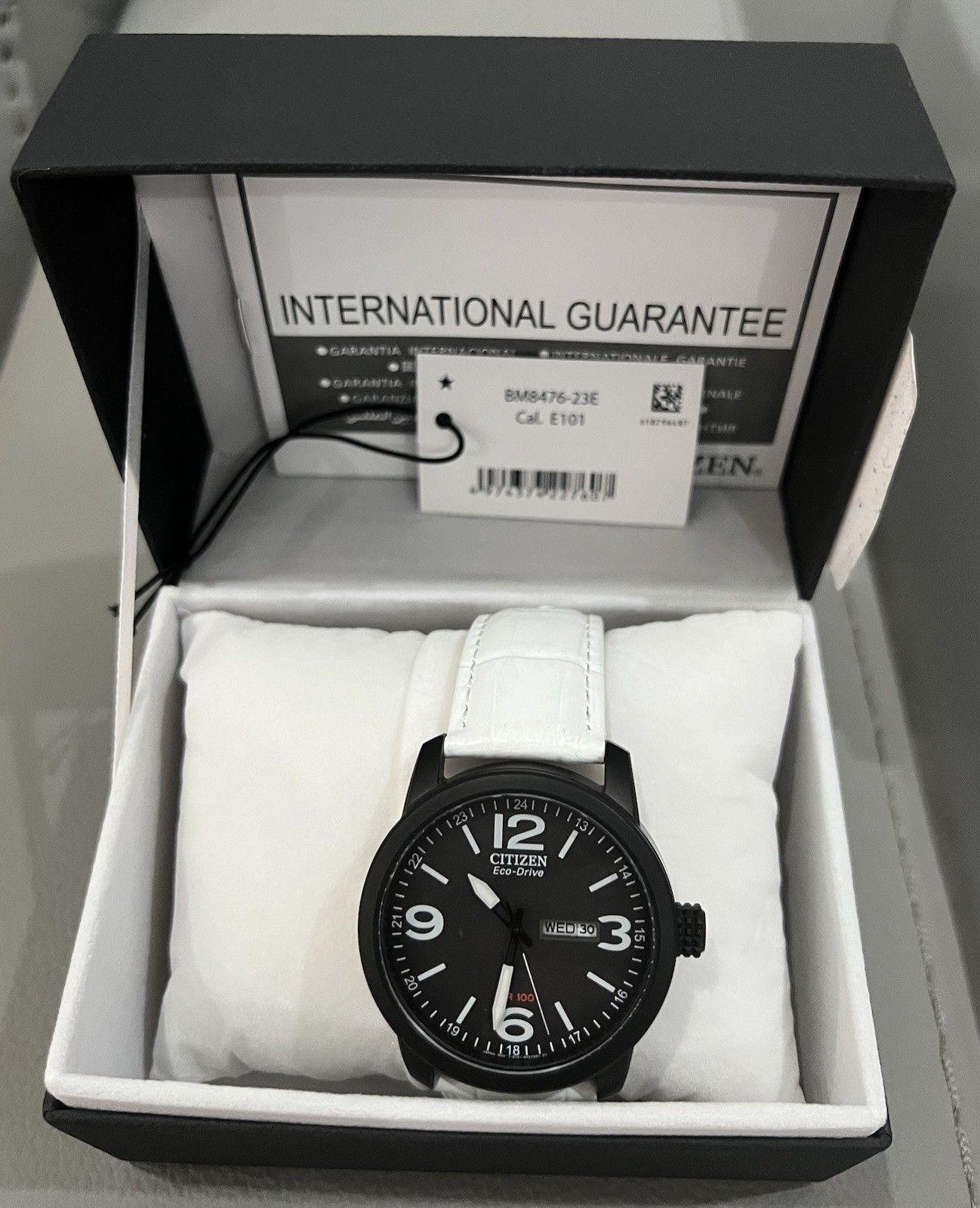 citizen eco-drive men’s watch black-white strap butterfly clasp-perfect 4 summer