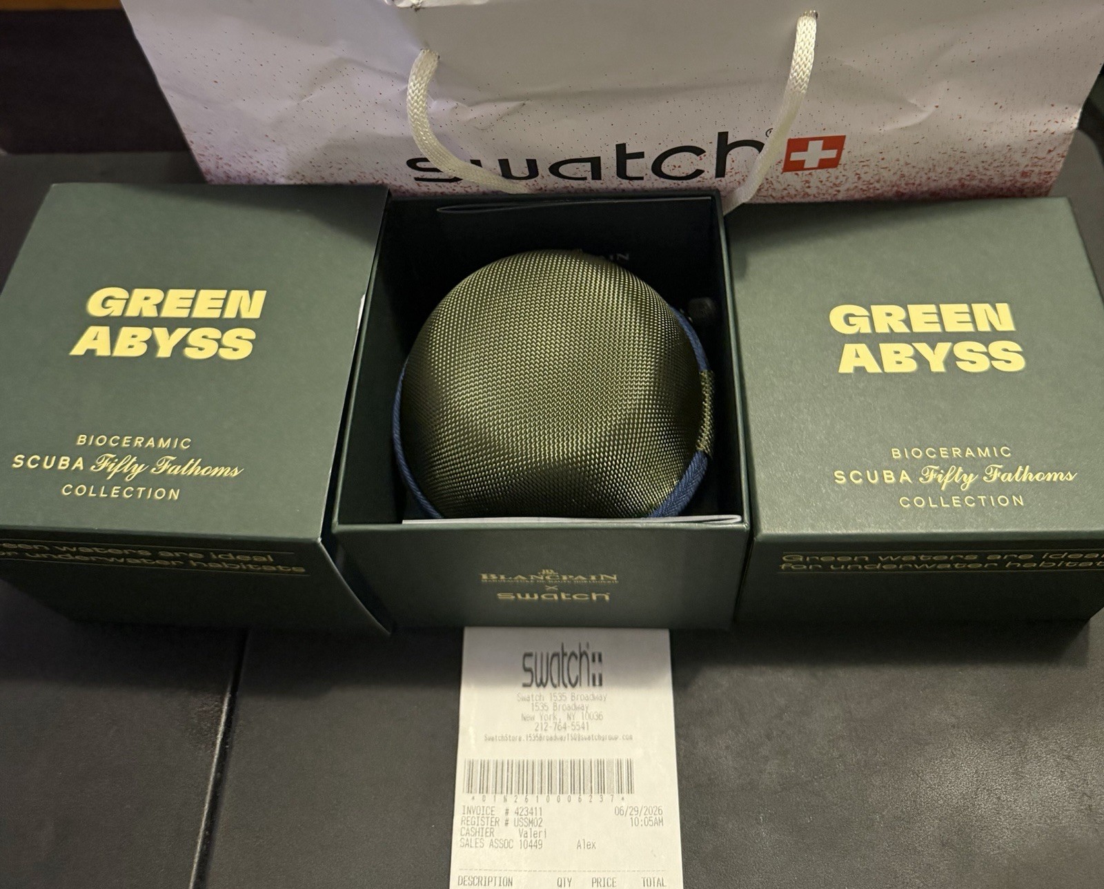 Blancpain Fifty Fathoms x Swatch Green Abyss 100% Authentic Guaranteed Receipt
