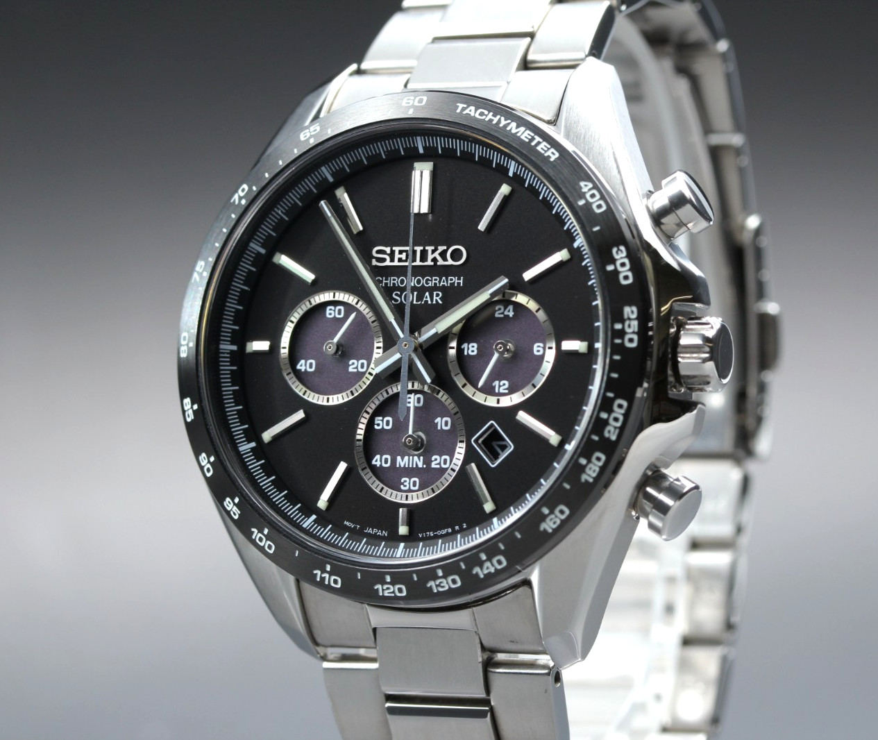 [N MINT] Seiko Chronogaph V175-0FA0 Men’s Black Dial Quartz Watch From JAPAN