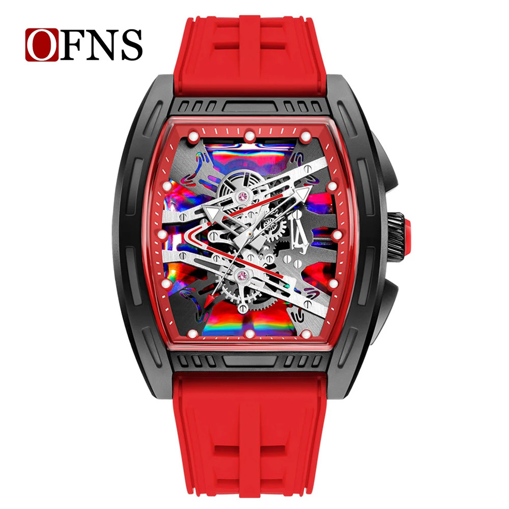 Luxury OFNS1209 Men’s Quartz Watch Waterproof Silicone Strap Sports Style