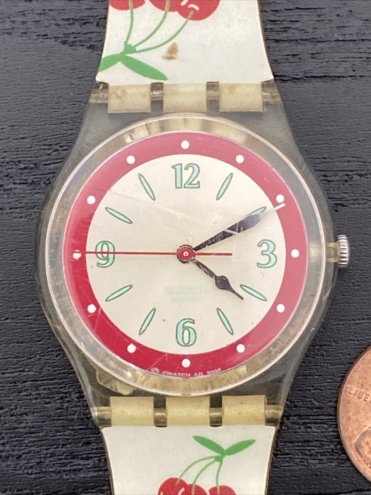 2006 MENS Swatch Watch Cherry Gloss GE171 Working Condition