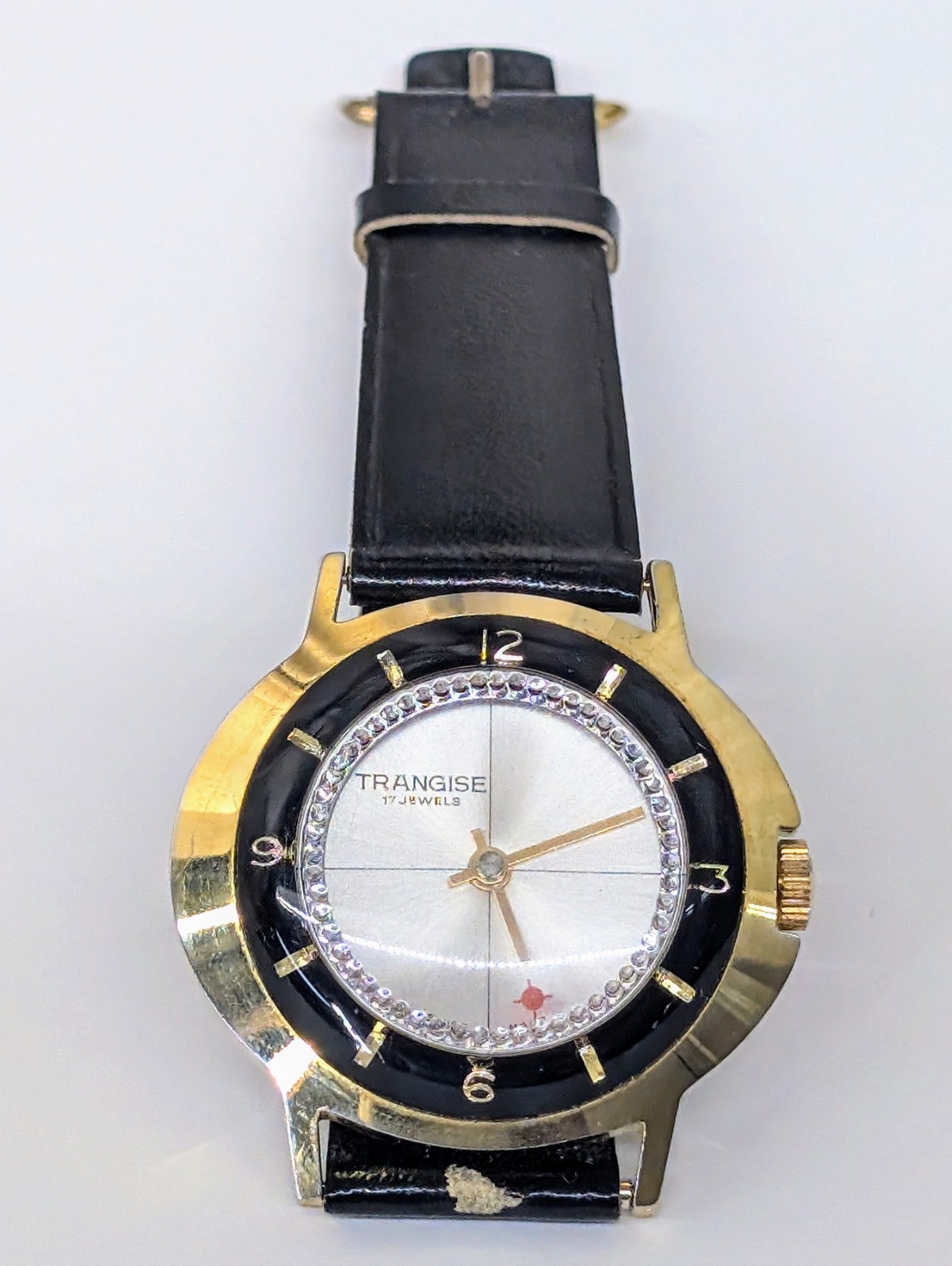 TRANGISE WATCH 17 JEWELS Red Dot Jewels Face Rotate Rare Watch Unique Face Works