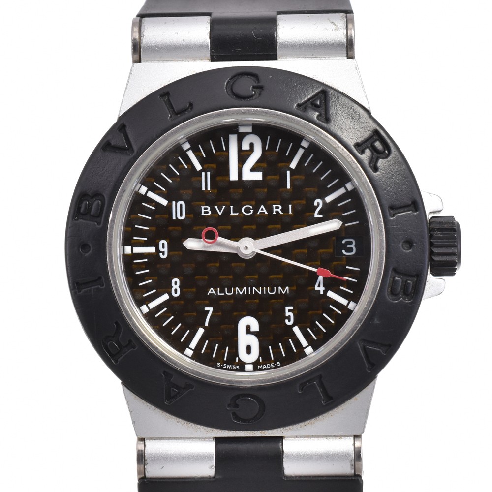 discount BVLGARI aluminum AL32TA Date black Dial Quartz Unisex Watch O#145906