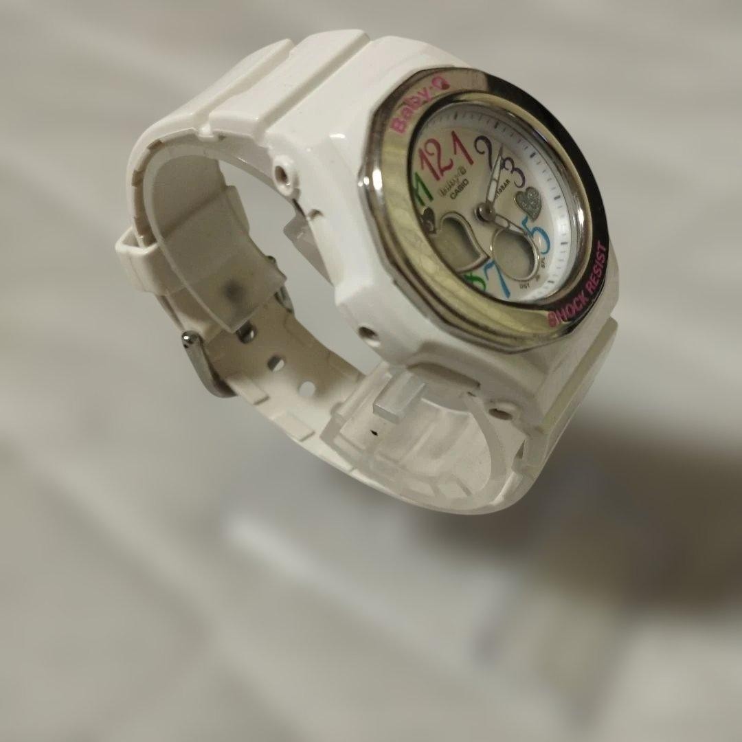 New battery included. Casio Baby-G watch BGA-101 white heart digital-analog.