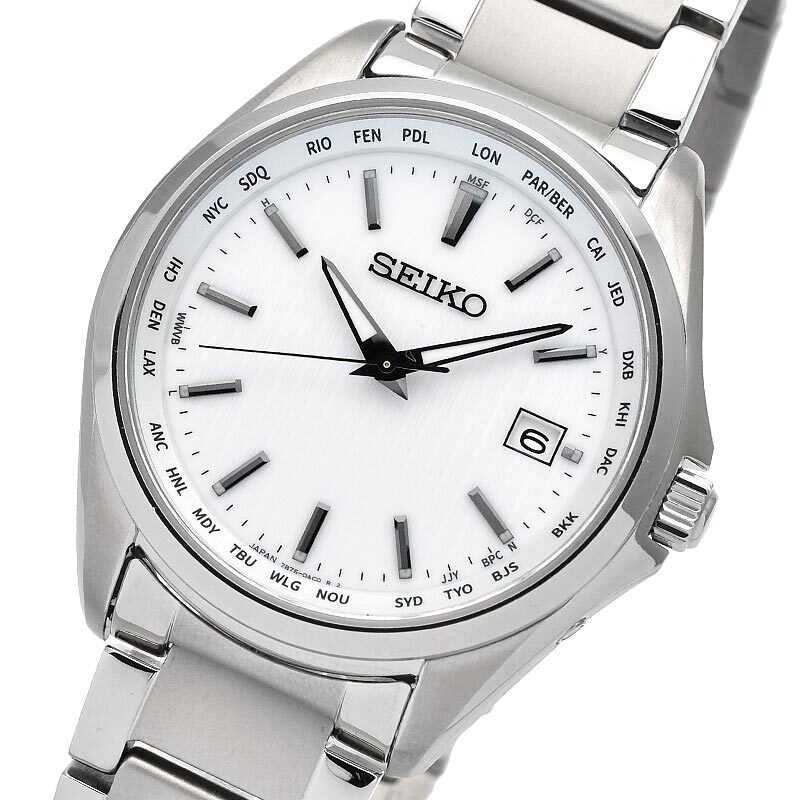 SEIKO SELECTION SBTM287 Titanium Sapphire Crystal Radio Solar Watch White Dial