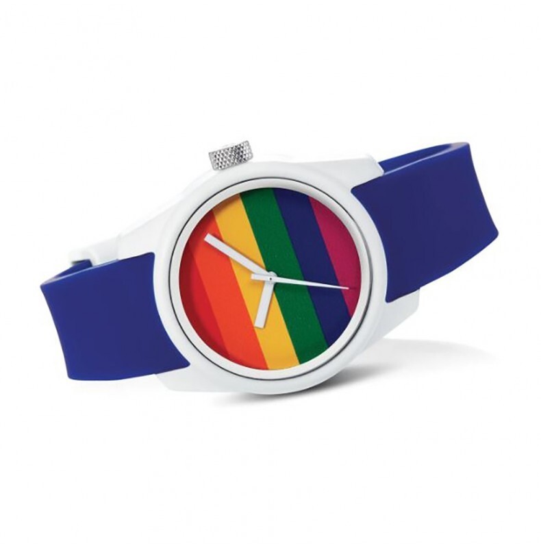 40NINE PRIDE 35MM Polymer White Quartz Rainbow Silicone Unisex Watch