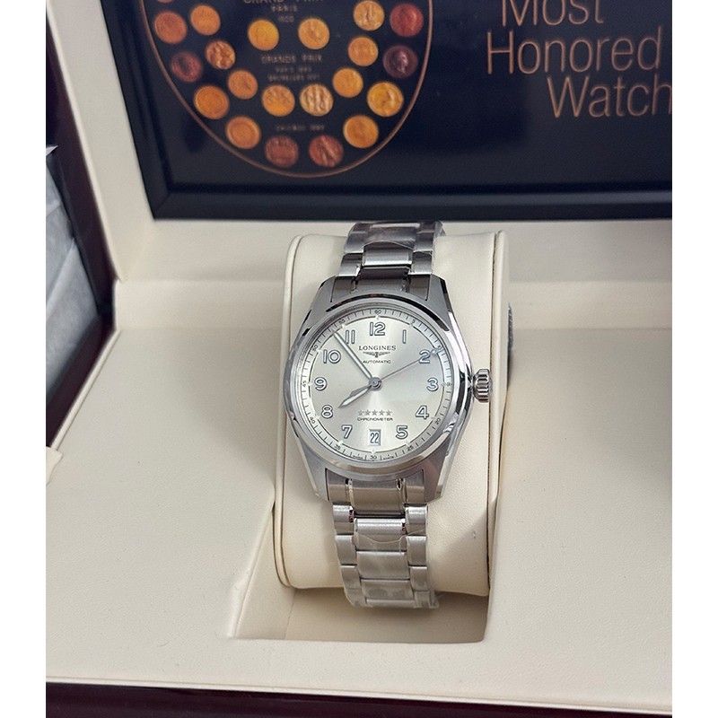 New Longines Spirit 37mm Chronometer Champagne Dial Unisex Watch L34104636