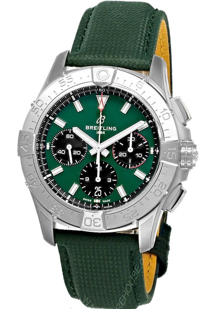 BREITLING Avenger B01 Chrono 42MM Green Leather Men’s Watch AB0146101L1X1