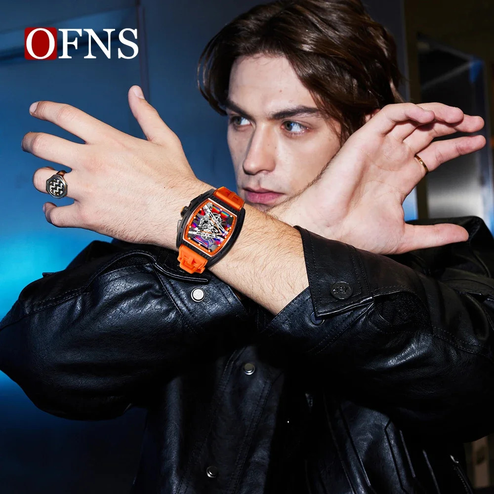 Luxury OFNS1209 Men’s Quartz Watch Waterproof Silicone Strap Sports Style
