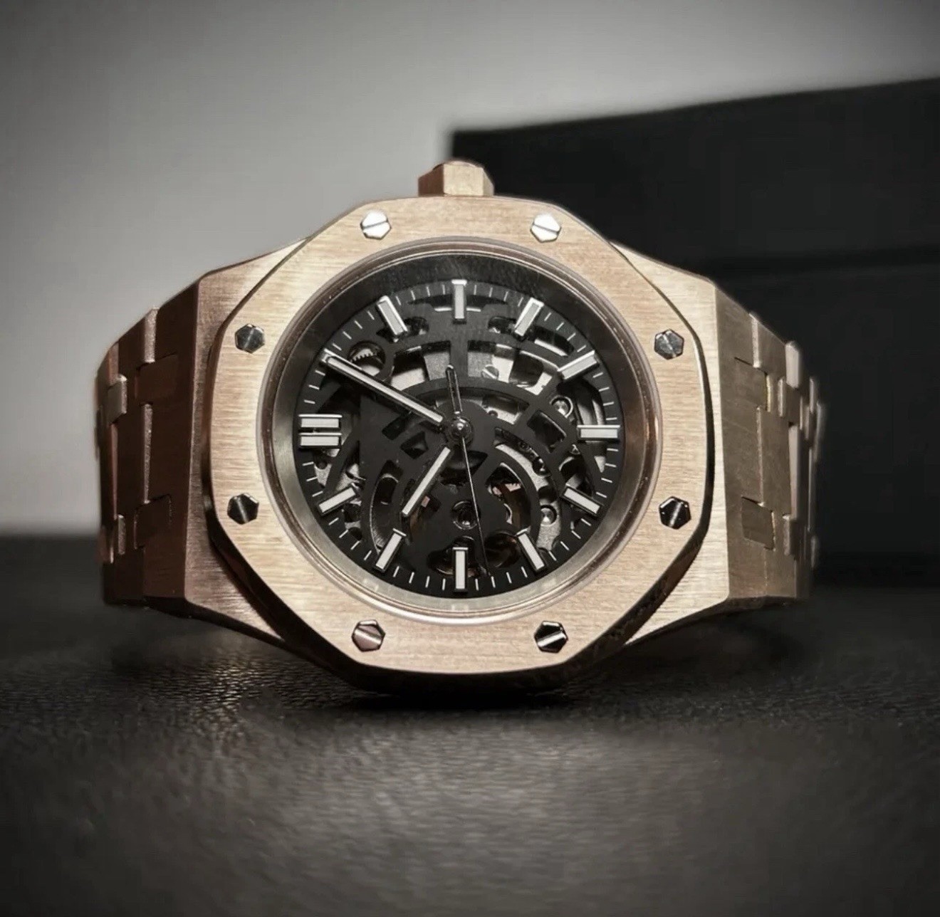 Custom Rose Gold “RO” Style Skeleton Mod w/ Nh70 Automatic Sapphire Crystal