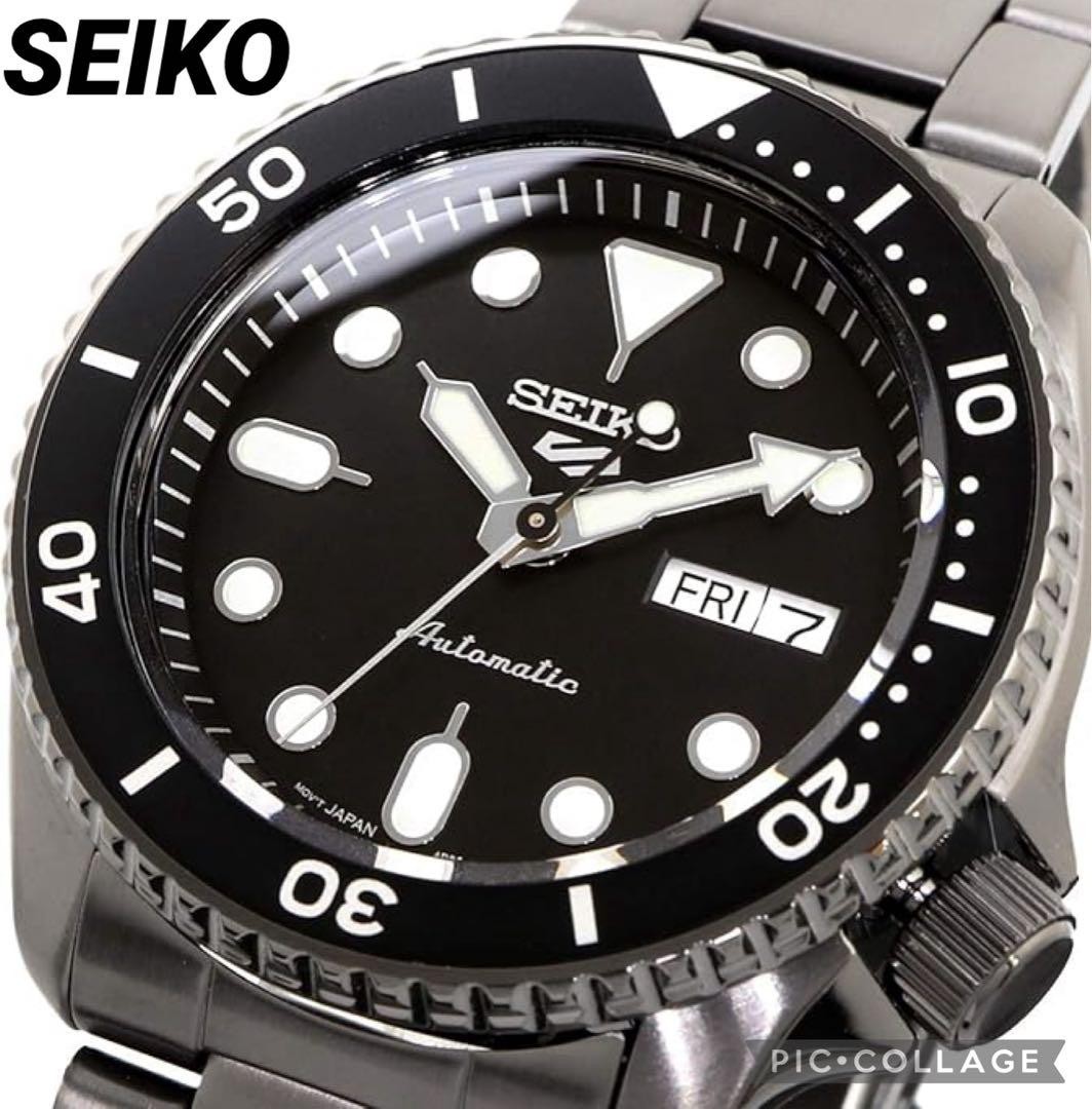 Seiko 5 Sports Automatic Black 42mm Mens Watch Japan Movement