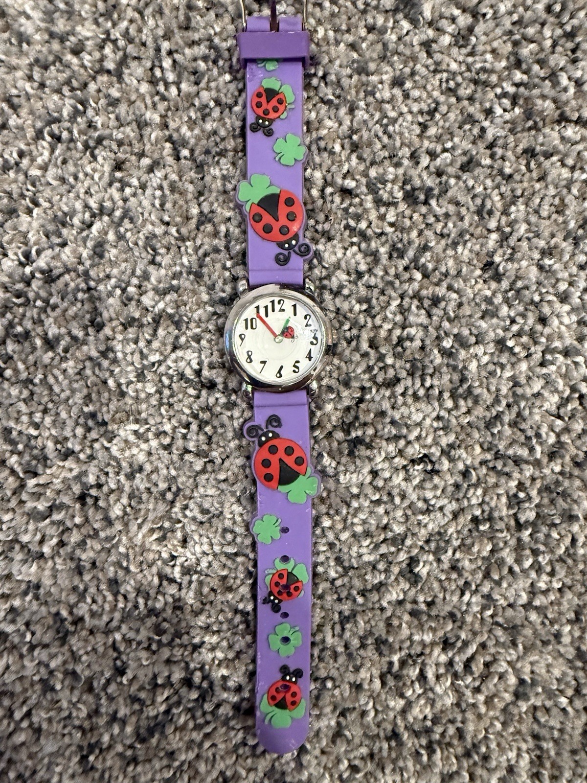 Kids Ladybug Watch Purple Rubber Band Analog Quartz – Cute Clover Design Works