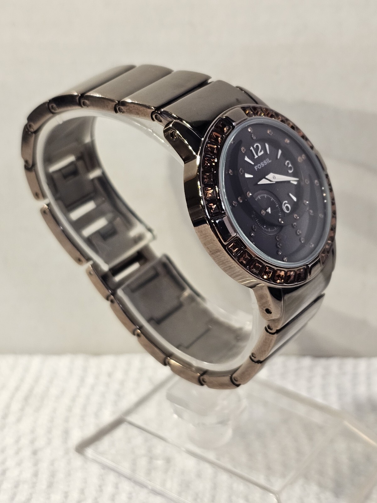 Fossil F2 Watch Women 32mm Metallic Brown 50Meter Mother of Pearl Gemset