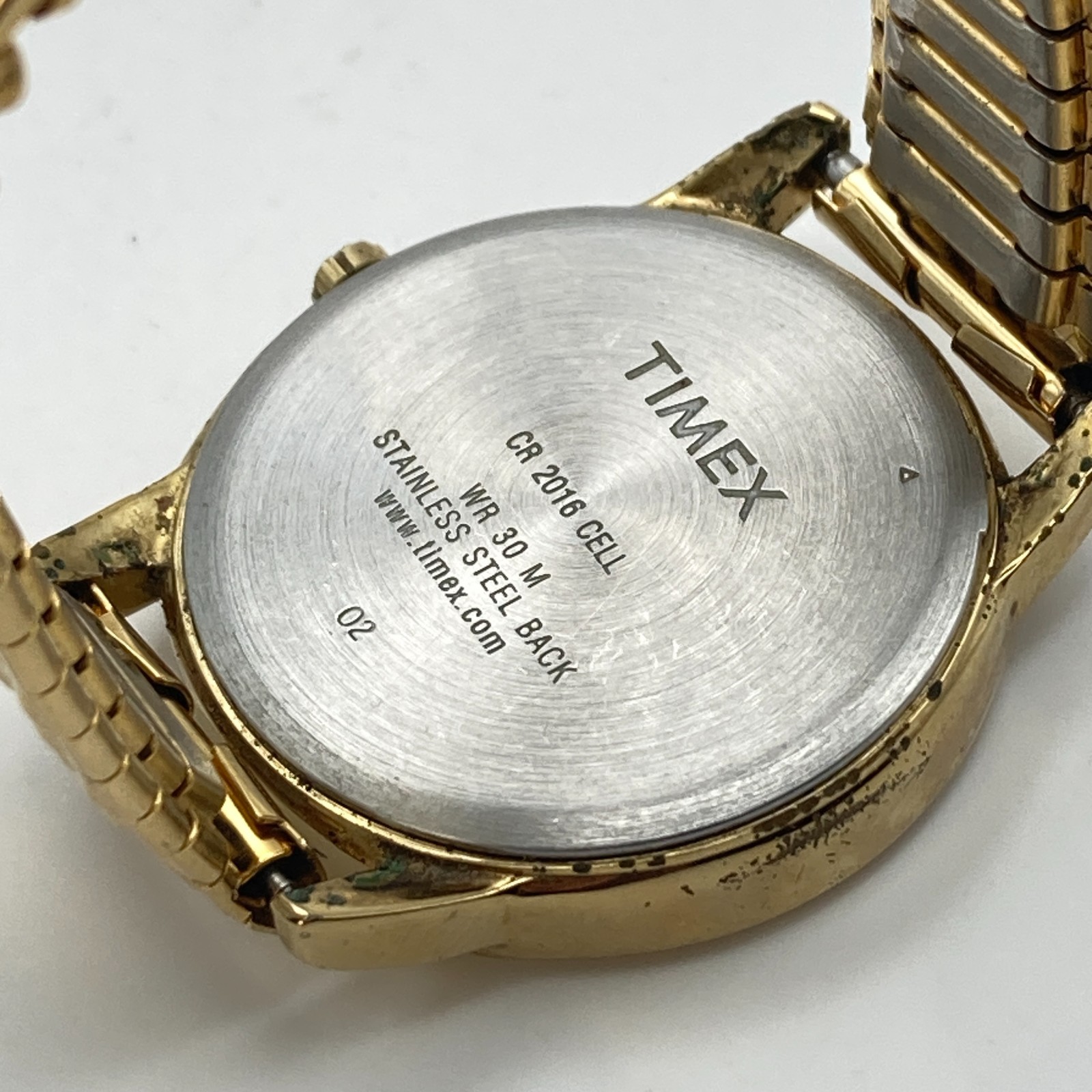Timex Easy Reader Mens Watch 35mm Gold Tone Indiglo Date Stretch 30M New Battery