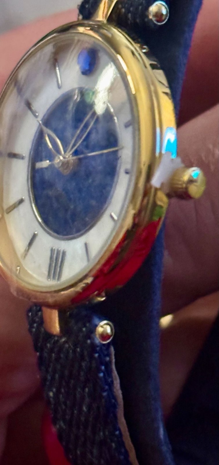 The Bradford Exchange “Forever In Blue” Denim Ladies Watch with Faux Crystal